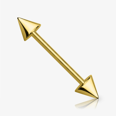 Kit piercing barbell dourado com spike em aço para revenda no atacado