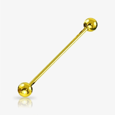 Kit piercing transversal dourado com bolinha para orelha – modelo industrial para revenda atacado