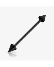 Kit piercing transversal spike com acabamento preto fosco para perfuração industrial na orelha – ideal para revenda no atacado