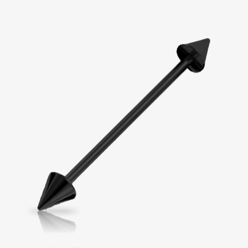 Kit piercing transversal spike com acabamento preto fosco para perfuração industrial na orelha – ideal para revenda no atacado