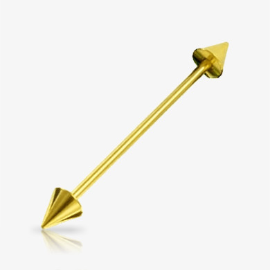 Kit piercing transversal spike dourado com haste reta e pontas em spike – ideal para perfuração industrial e revenda no atacado