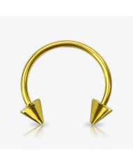 Kit Piercing Ferradura Dourada Spike com 20un em aço cirúrgico dourado