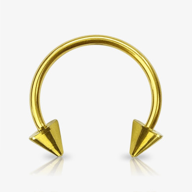 Kit Piercing Ferradura Dourada Spike com 20un em aço cirúrgico dourado
