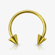 Kit Piercing Ferradura Dourada Spike com 20un em aço cirúrgico dourado